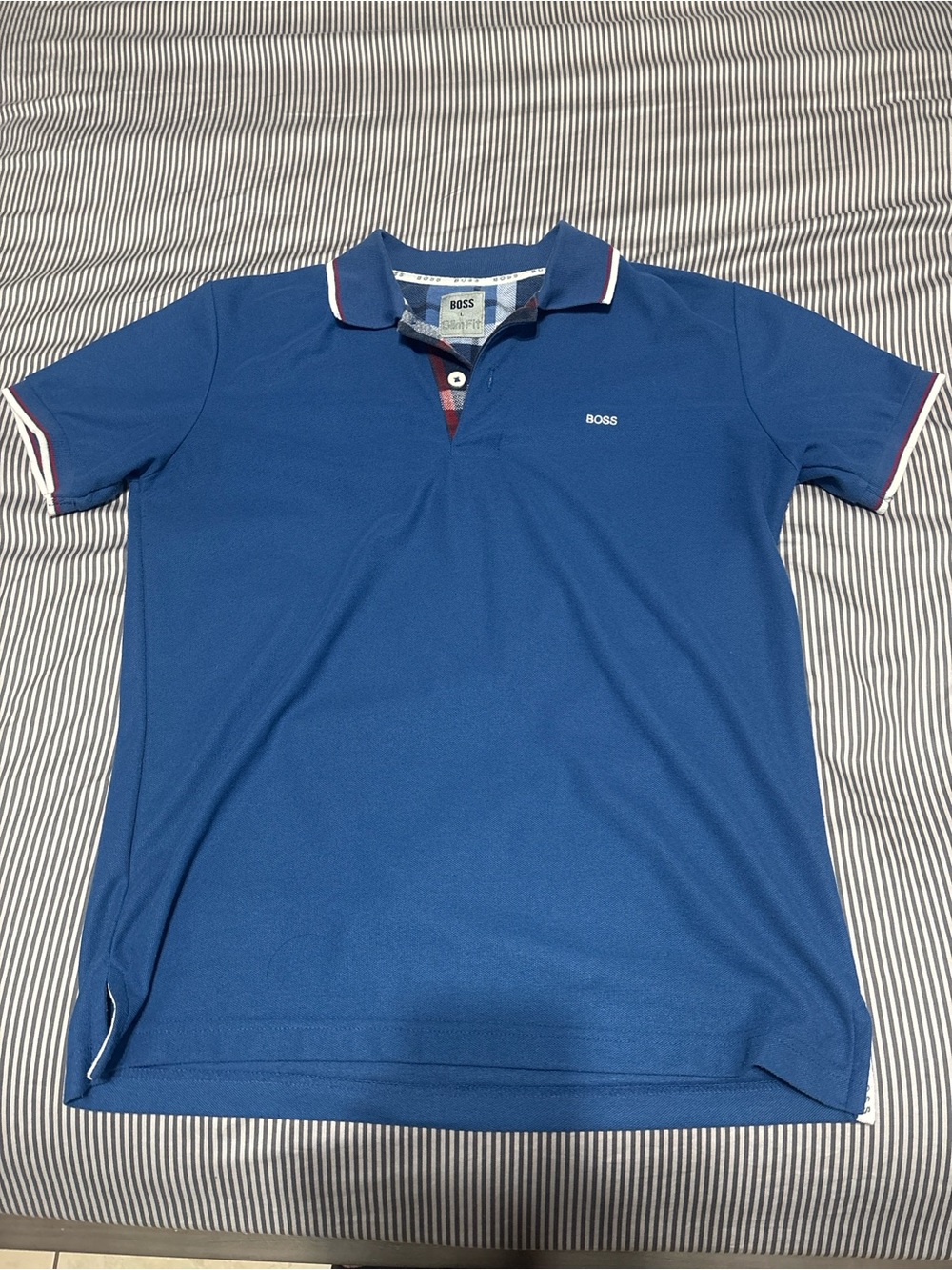 BOSS Men's Royal Blue Polo with Contrast Trim